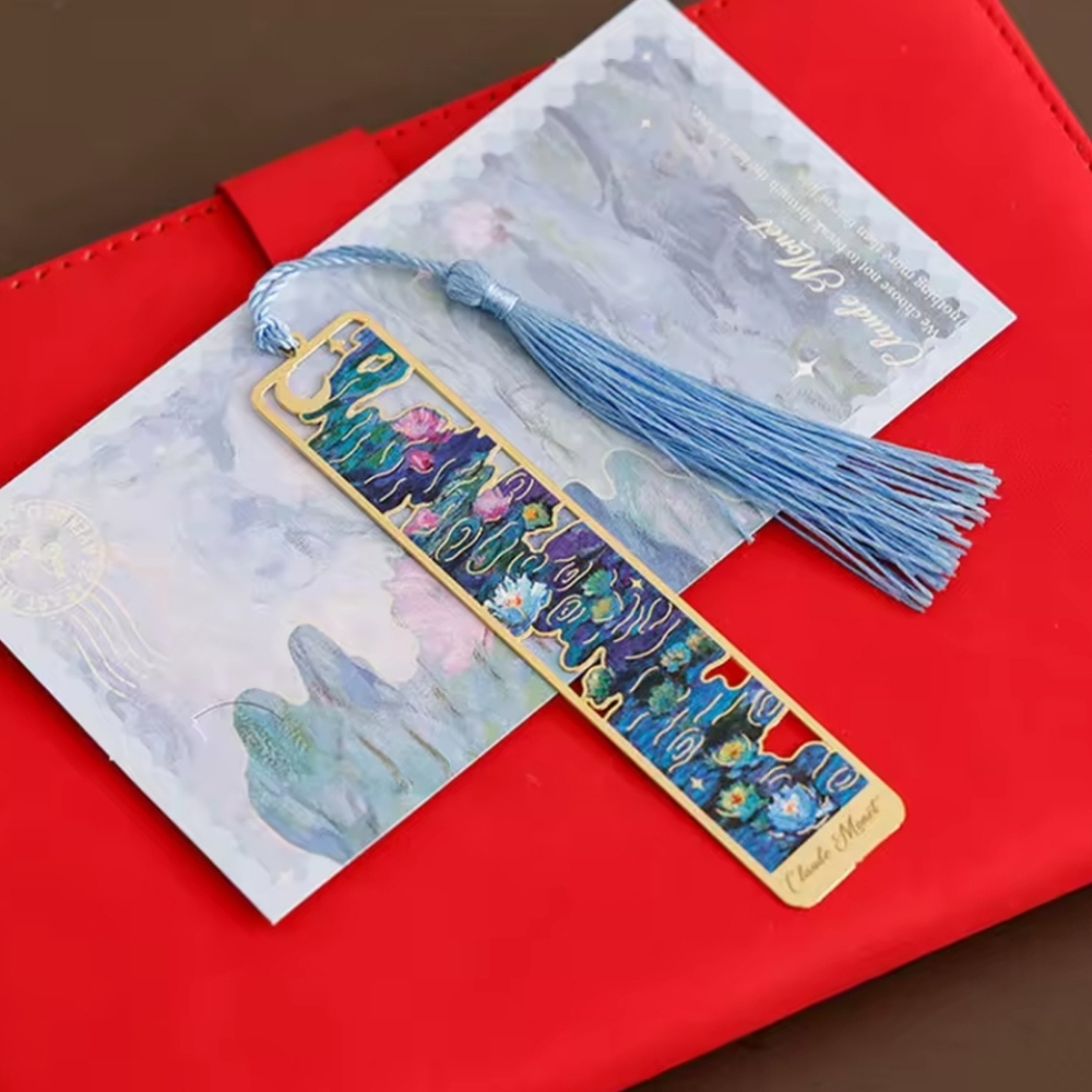 Artistic Bookmark with Blue Tassel
